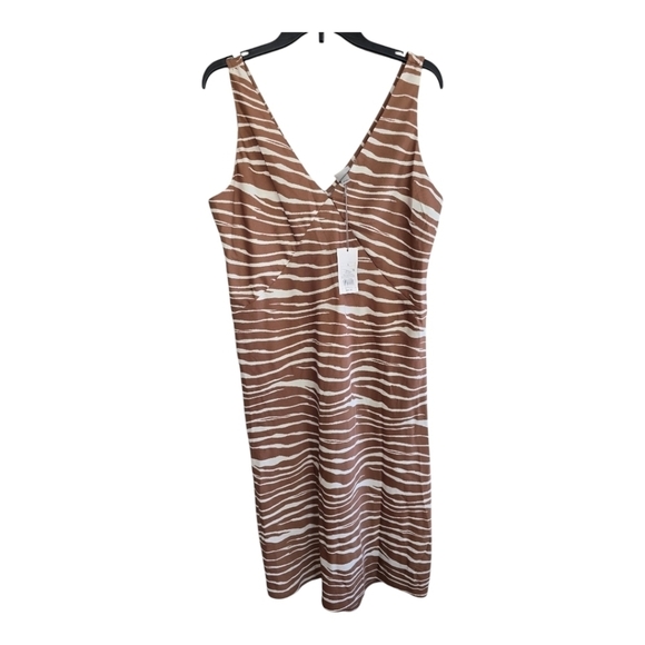 A New Day Slip Dress Women Beige Zebra Print Sz L Babydoll Minimalist New - Picture 2 of 15